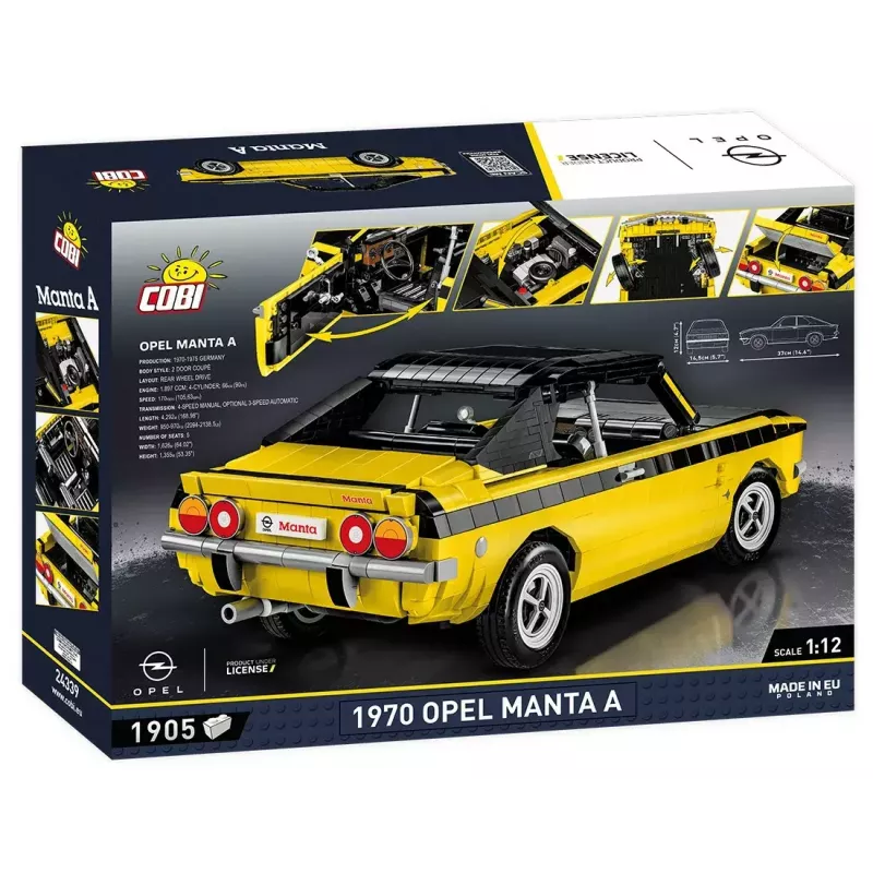 Zabawka konstrukcyjna Cobi Opel Manta A 1970 model w skali 1:12, zestaw klocków