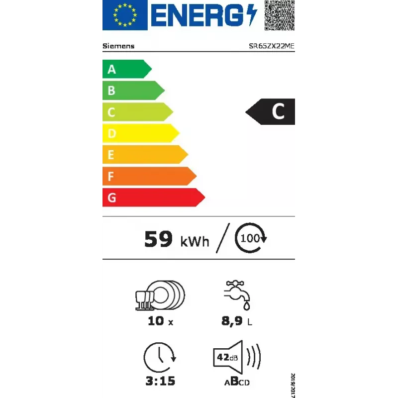 Siemens iQ500 SR65ZX22ME zmywarka w pełni zabudowana 10 kompletów C