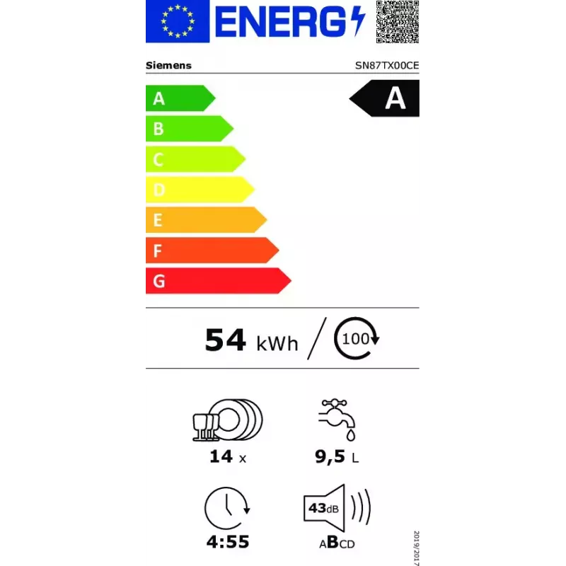 Zmywarka Siemens iQ700 SN87TX00CE do zabudowy, 14 kompletów