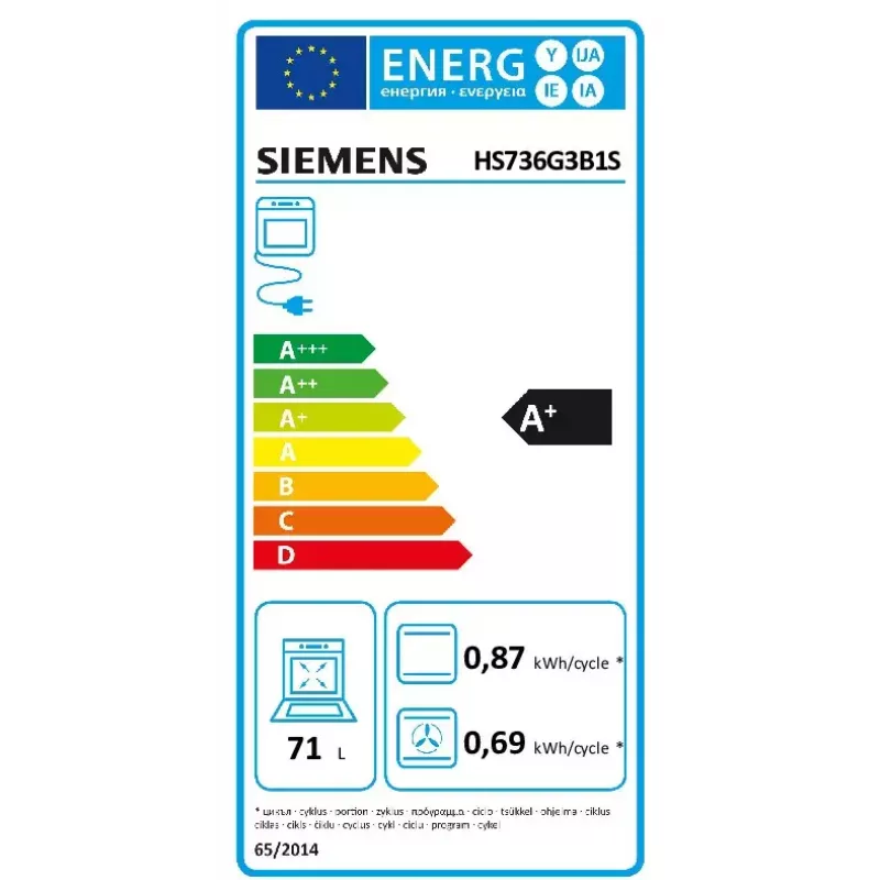 Piekarnik Siemens HS736G3B1 71 L Czarny, Stal nierdzewna