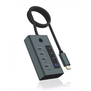 ICY BOX IB-HUB1454-C31 USB 3.2 Gen 1 (3.1 Gen 1) Type-C 10000 Mbit/s Niebieski, Szary
