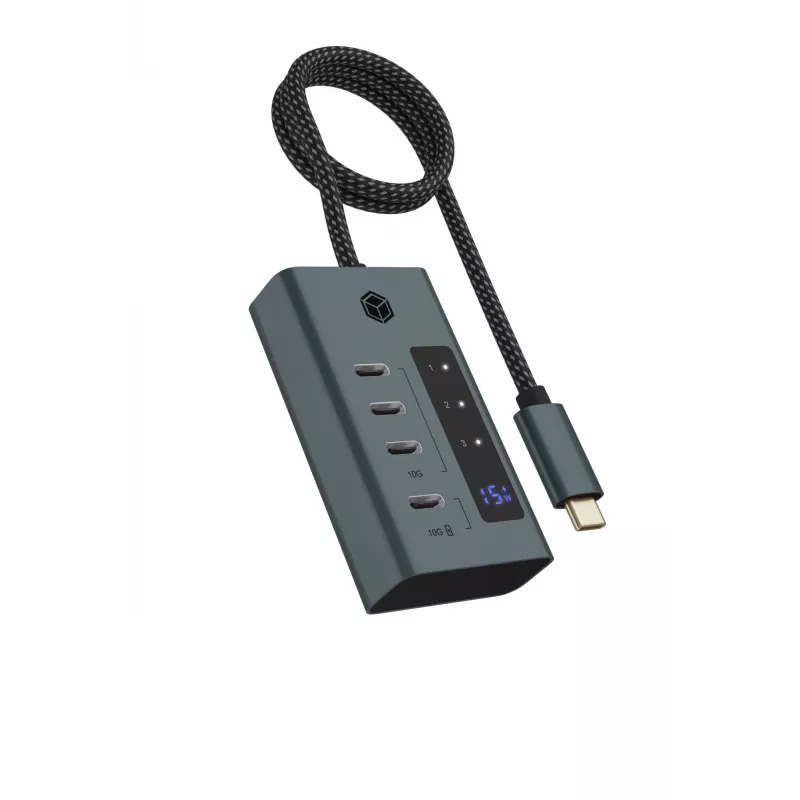ICY BOX IB-HUB1454-C31 USB 3.2 Gen 1 (3.1 Gen 1) Type-C 10000 Mbit/s Niebieski, Szary