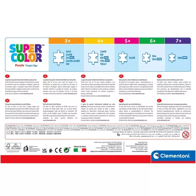 Puzzle Clementoni Supercolor Disney Księżniczka — 104 elementy, szerokość 485 mm, wiek 4–6