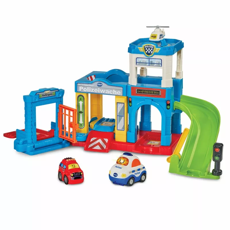 Zestaw zabawkowy VTech Tut Tut Baby Flitzer Posterunek Policji 80-569904 z interaktywnymi funkcjami i pojazdami