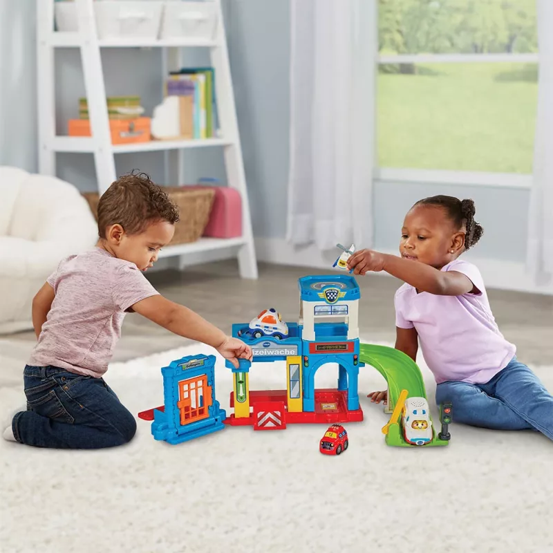 Zestaw zabawkowy VTech Tut Tut Baby Flitzer Posterunek Policji 80-569904 z interaktywnymi funkcjami i pojazdami