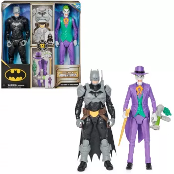 DC Comics, Batman Adventures, zestaw figurek Batman vs The Joker, 2 figurki, 12 akcesoriów zbroi, 12-calowa zabawka superbohatera dla chłopców i dziewczynek
