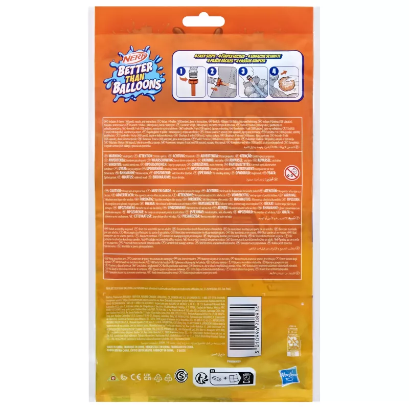 Nerf Super Soaker Better Than Balloons zabawki wodne, łatwe sprzątanie w 1 kawałku, 108 kapsułek, wiele sposobów na zabawę, wodne szaleństwa w ogrodzie, prezenty dla dzieci, wiek 3+