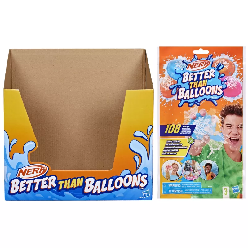 Nerf Super Soaker Better Than Balloons zabawki wodne, łatwe sprzątanie w 1 kawałku, 108 kapsułek, wiele sposobów na zabawę, wodne szaleństwa w ogrodzie, prezenty dla dzieci, wiek 3+