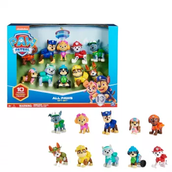 PAW Patrol, 10. rocznica, Zestaw figurek All Paws On Deck z 10 kolekcjonerskimi figurkami akcji, Zabawki dla dzieci od 3 lat