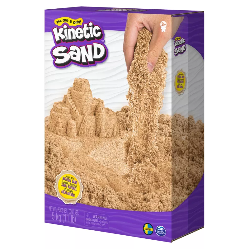 Kinetic Sand, 11 funtów (5 kg) naturalnie brązowy piasek do zabawy do prac plastycznych i rękodzieła, piaskownicy, ekskluzywny Amazon (opakowanie może się różnić), formowalne zabawki sensoryczne dla dzieci od 3 lat