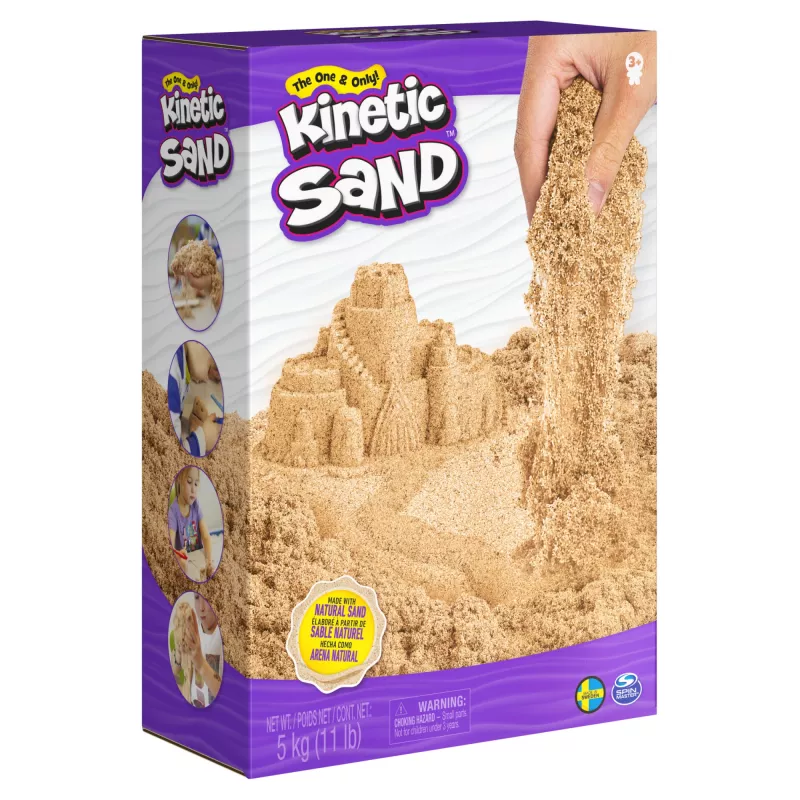 Kinetic Sand, 11 funtów (5 kg) naturalnie brązowy piasek do zabawy do prac plastycznych i rękodzieła, piaskownicy, ekskluzywny Amazon (opakowanie może się różnić), formowalne zabawki sensoryczne dla dzieci od 3 lat