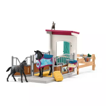 schleich HORSE CLUB Boks dla koni z klaczą i źrebakiem, Stajnia dla koni, Konie, 5 lat, Wielokolorowy, Plastik