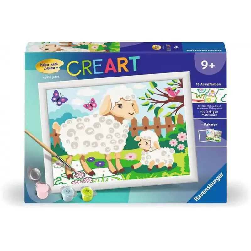 Ravensburger CreArt 23764 zestaw do malowania po numerach, owca z jagnięciem