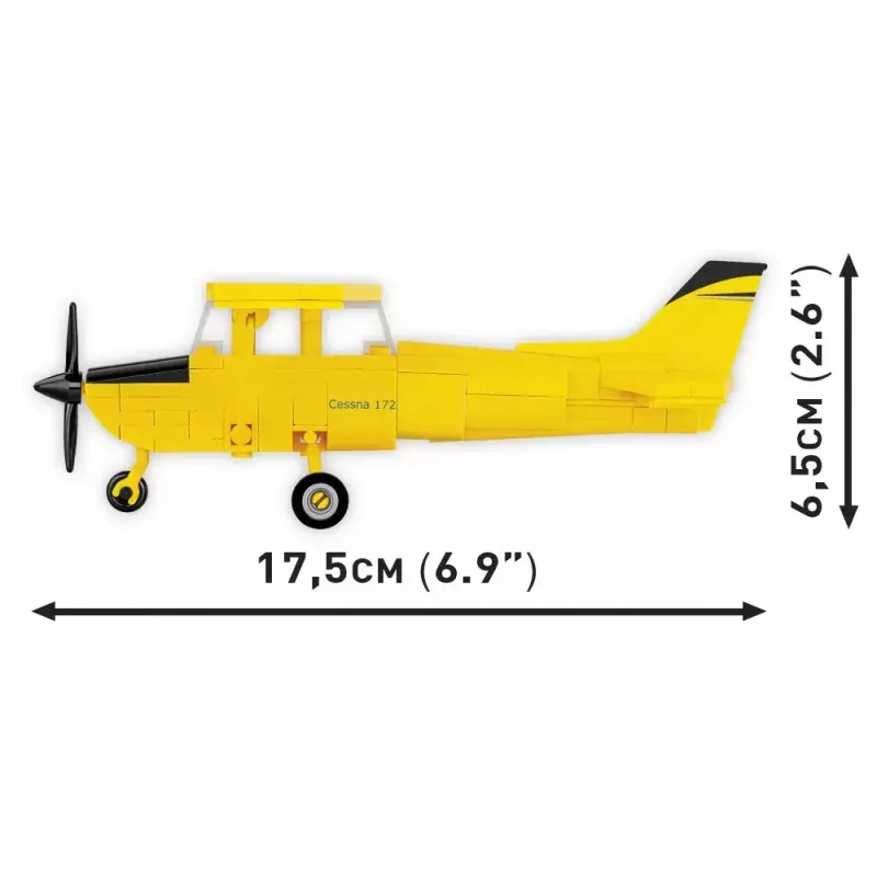 Klocki konstrukcyjne Cobi Cessna 172 Skyhawk żółty model 26621 – zestaw w skali i do samodzielnego montażu