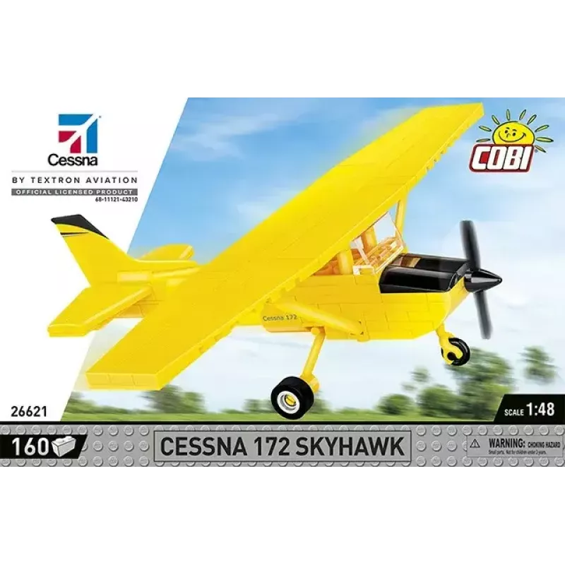 Klocki konstrukcyjne Cobi Cessna 172 Skyhawk żółty model 26621 – zestaw w skali i do samodzielnego montażu