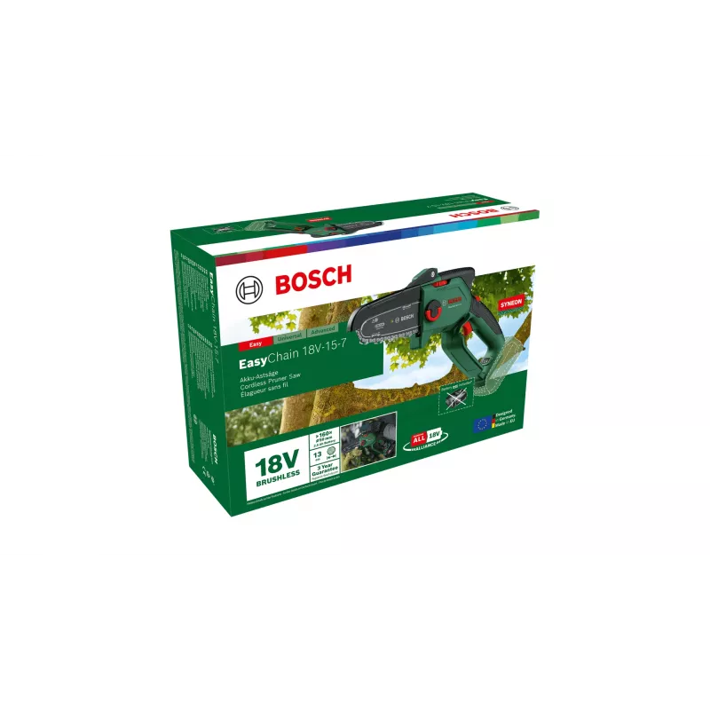 Piła łańcuchowa elektryczna Bosch EasyChain 18V-15-7, akumulatorowa pilarka ręczna 1,3 kg