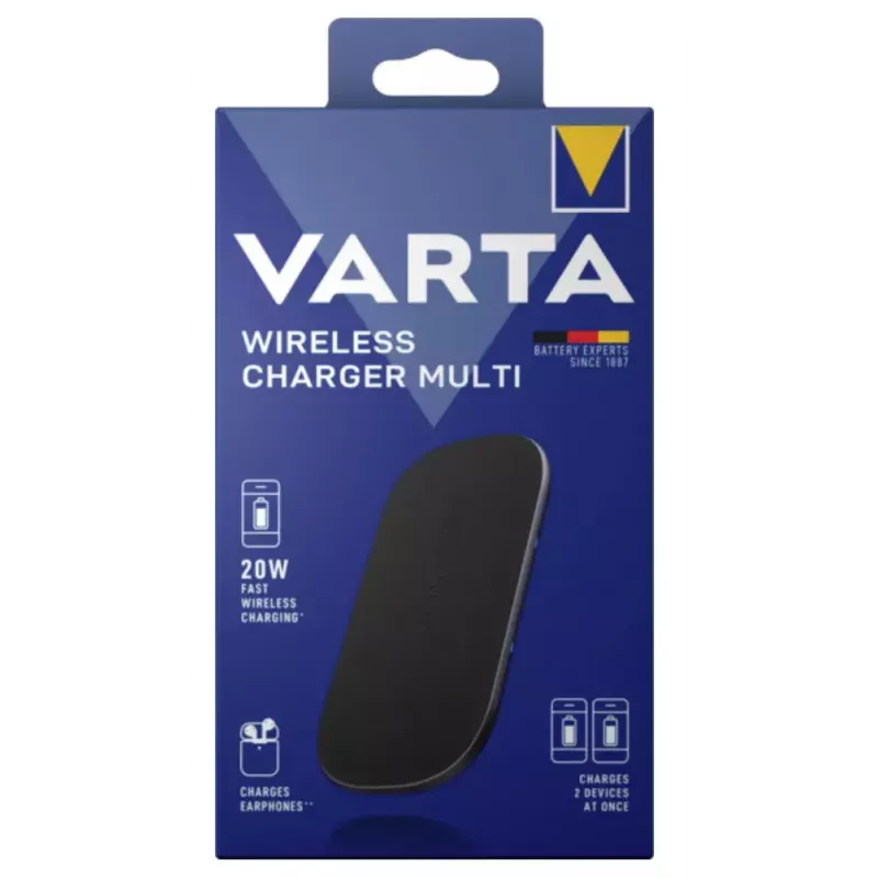 Ładowarka bezprzewodowa Varta Wireless Charger Multi Wewnętrzna USB Szybkie ładowanie Czarna