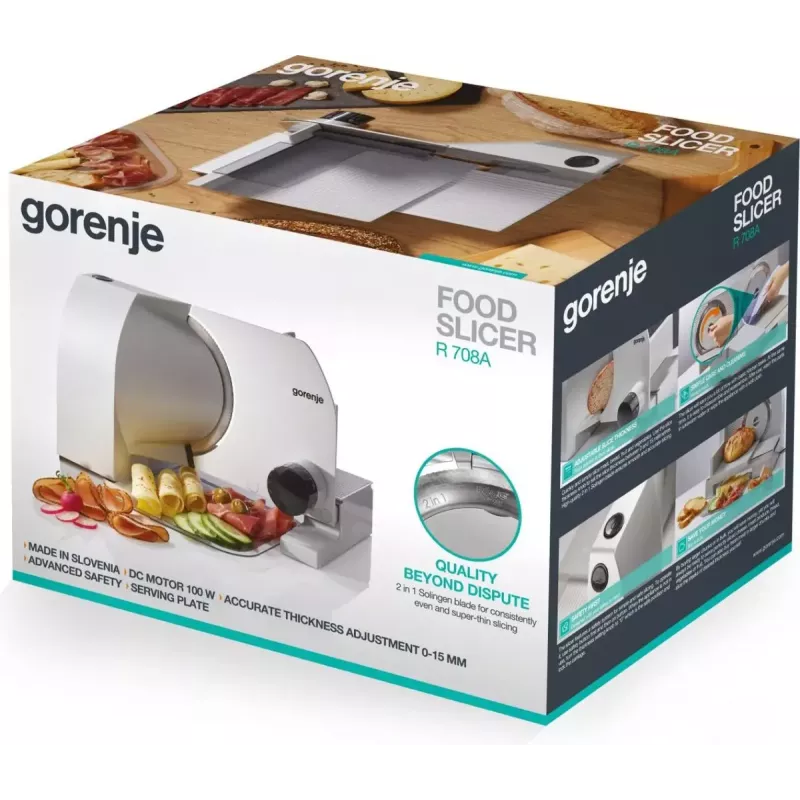 Krajalnica elektryczna Gorenje R708A 100 W Stal nierdzewna 1,5 cm