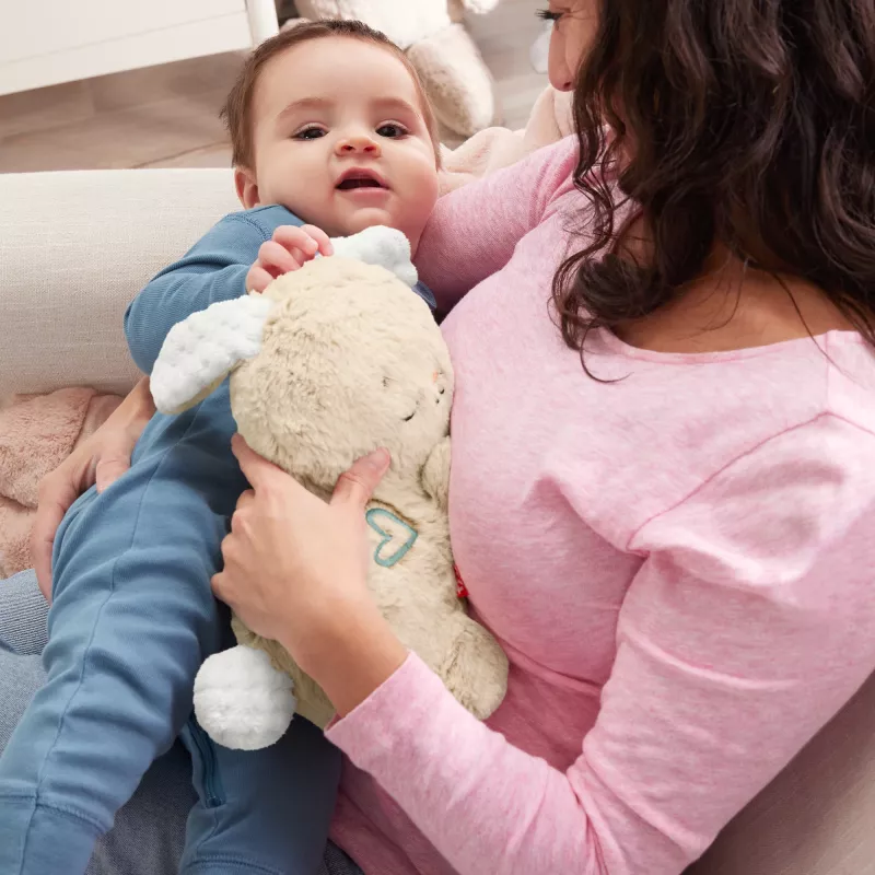 Fisher-Price Soothe & Settle Bunny – pluszowa zabawka dla niemowląt i konfigurowalny szumiący króliczek z ruchem