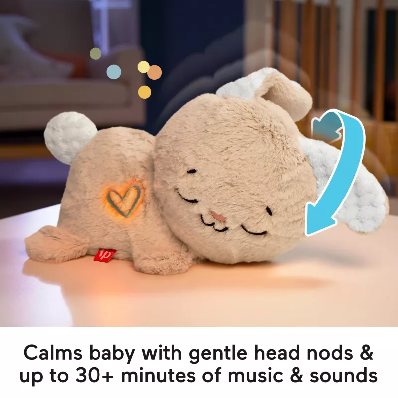 Fisher-Price Soothe & Settle Bunny – pluszowa zabawka dla niemowląt i konfigurowalny szumiący króliczek z ruchem