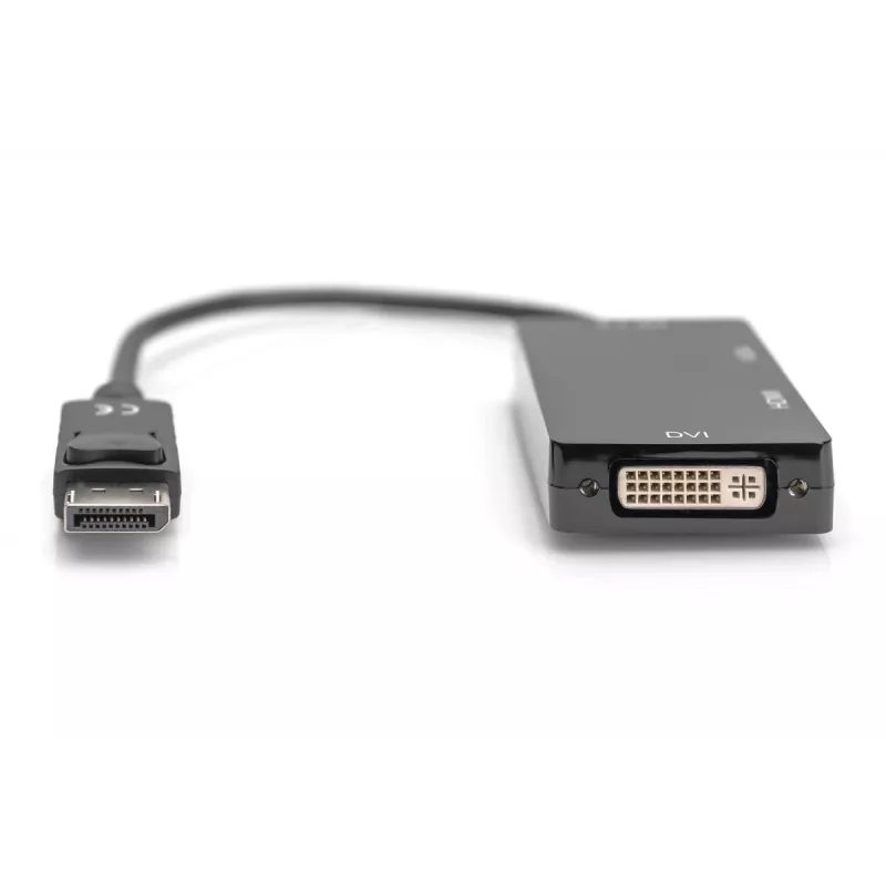 DIGITUS ASSMANN Kabel konwertera DisplayPort, DP - HDMI+DVI+VGA M-F/F/F, 20cm, kabel Multi-Media 3 w 1, CE, czarny