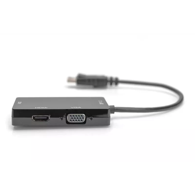 DIGITUS ASSMANN Kabel konwertera DisplayPort, DP - HDMI+DVI+VGA M-F/F/F, 20cm, kabel Multi-Media 3 w 1, CE, czarny