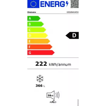 Siemens iQ500 GS58NAWDV zamrażarka Wolnostojąca zamrażarka pionowa 366 L Biały