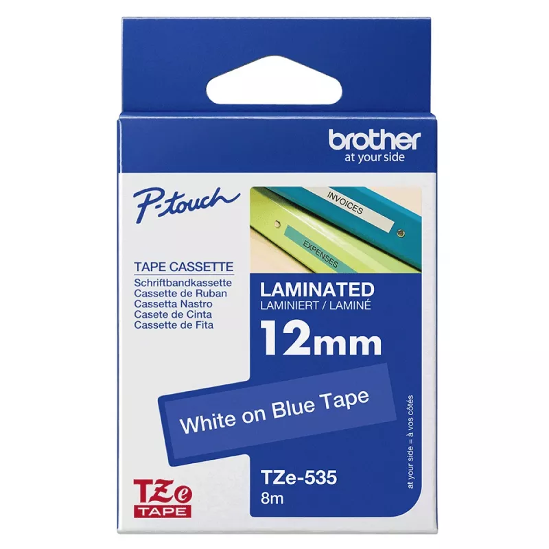 Taśma etykietowa Brother TZe535 12 mm Biała na niebieskim