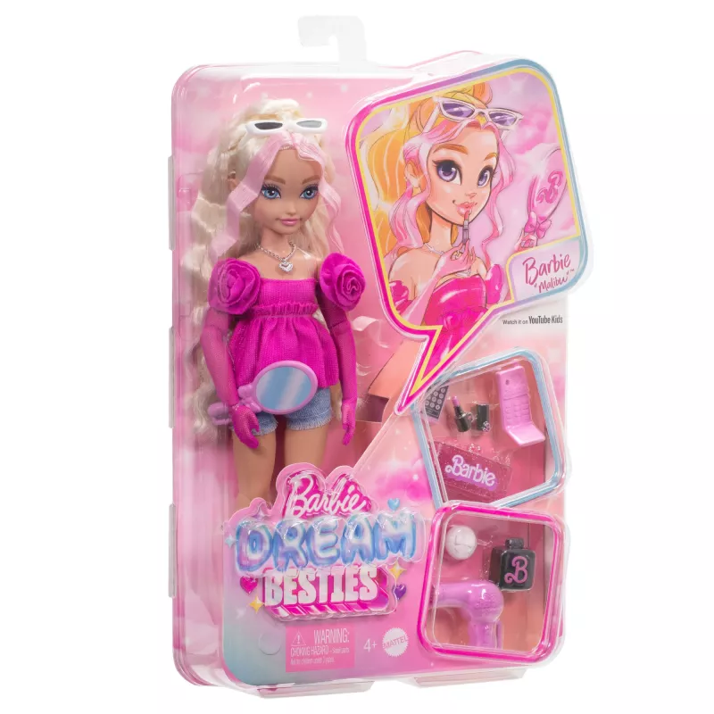 Lalka Barbie Dream Besties „Malibu” z akcesoriami do makijażu i włosów