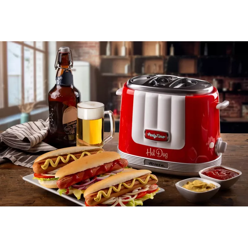 Ariete 206 Hot dog Maker Party Time, 650W, Kanapki i hot dogi, czerwony
