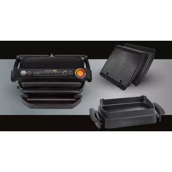 Grill kontaktowy Tefal GC7148 — 2000 W, obudowa ze stali nierdzewnej, prostokątny, regulowany termostat, górna powierzchnia rusztowa, 365×365×175 mm