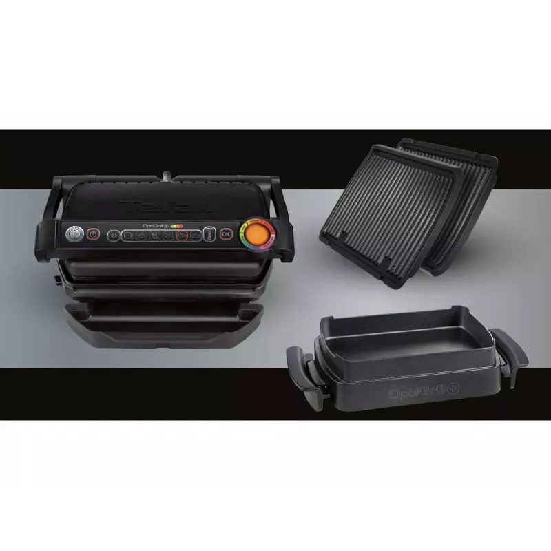 Grill kontaktowy Tefal GC7148 — 2000 W, obudowa ze stali nierdzewnej, prostokątny, regulowany termostat, górna powierzchnia rusztowa, 365×365×175 mm
