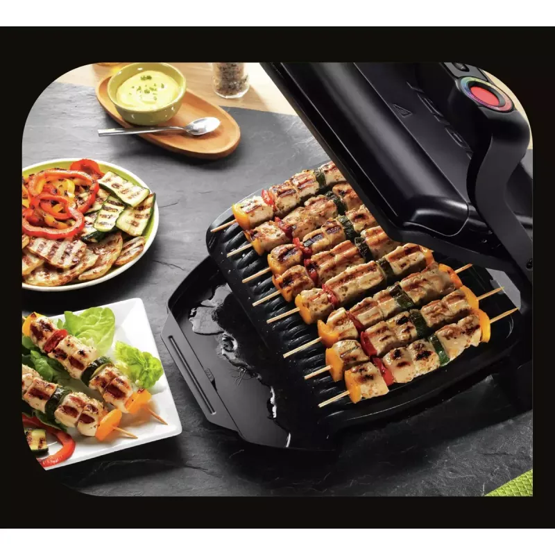 Grill kontaktowy Tefal GC7148 — 2000 W, obudowa ze stali nierdzewnej, prostokątny, regulowany termostat, górna powierzchnia rusztowa, 365×365×175 mm