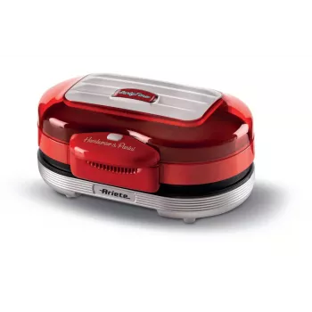 Ariete 205 Hamburger Maker Party Time, maszyna do robienia hamburgerów, 1200 W, podwójne nieprzywierające płyty, 2 komory, łatwe do czyszczenia, czerwony