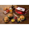 Ariete 205 Hamburger Maker Party Time, maszyna do robienia hamburgerów, 1200 W, podwójne nieprzywierające płyty, 2 komory, łatwe do czyszczenia, czerwony