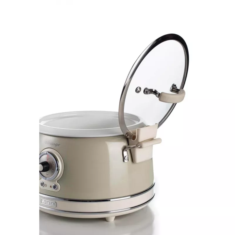 Ariete 2904 Rice Cooker - Elektryczny ryżowar z ceramiczną misą - Domowe Sushi - Wielofunkcyjny - Vintage Line - 3,5 L - 650 W - Beżowy