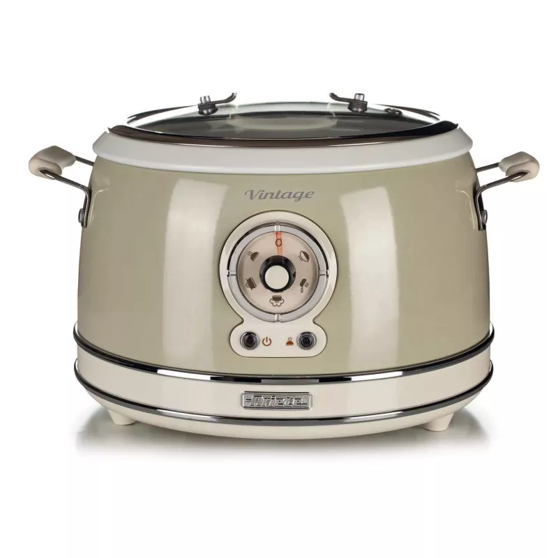 Ariete 2904 Rice Cooker - Elektryczny ryżowar z ceramiczną misą - Domowe Sushi - Wielofunkcyjny - Vintage Line - 3,5 L - 650 W - Beżowy