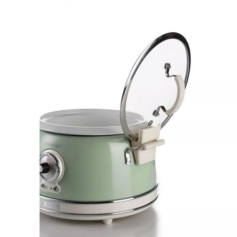 Ariete 2904 Rice Cooker - Elektryczny ryżowar z ceramiczną misą - Domowe Sushi - Wielofunkcyjny garnek do gotowania - Vintage Line - 3,5 L - 650 W - Zielony