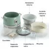 Ariete 2904 Rice Cooker - Elektryczny ryżowar z ceramiczną misą - Domowe Sushi - Wielofunkcyjny garnek do gotowania - Vintage Line - 3,5 L - 650 W - Zielony