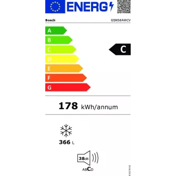 Bosch Serie 6 GSN58AWCV zamrażarka Zamrażarka wolnostojąca Wolnostojąca 366 L Biały