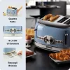 Toster Ariete 156 Vintage na 4 kromki, 1600 W, 6 poziomów opiekania, stal nierdzewna malowana w kolorze pastelowego błękitu, bez koszyków do kanapek. Niebieski