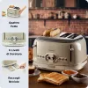 Ariete 156 4 Slice Vintage Toaster, 1600 W, 6 poziomów opiekania, stal nierdzewna malowana w kolorze pastelowego beżu, bez koszyków do kanapek