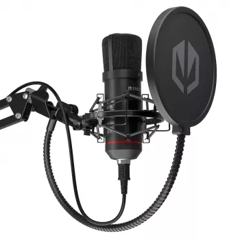 Mikrofon komputerowy ENDORFY Solum — przewodowy kardioidalny mikrofon USB-C, 16-bit/48 kHz, 18–21000 Hz, montaż na biurko, kabel 2,9 m, wyjście słuchawkowe, filtr pop
