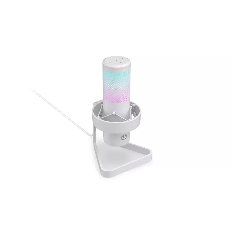 Mikrofon PC ENDORFY AXIS Streaming biały — USB, kardioidalny, 30–18 kHz, 192 kHz/24-bit, statyw biurkowy, wyciszanie, wyjście słuchawkowe