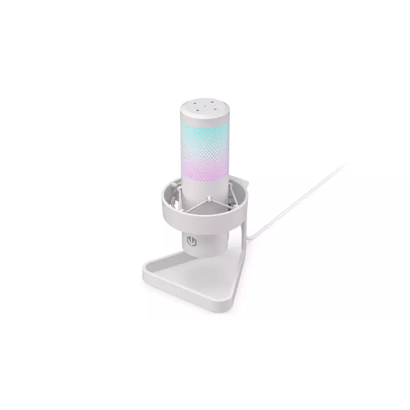 Mikrofon PC ENDORFY AXIS Streaming biały — USB, kardioidalny, 30–18 kHz, 192 kHz/24-bit, statyw biurkowy, wyciszanie, wyjście słuchawkowe