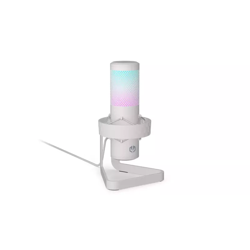 Mikrofon PC ENDORFY AXIS Streaming biały — USB, kardioidalny, 30–18 kHz, 192 kHz/24-bit, statyw biurkowy, wyciszanie, wyjście słuchawkowe