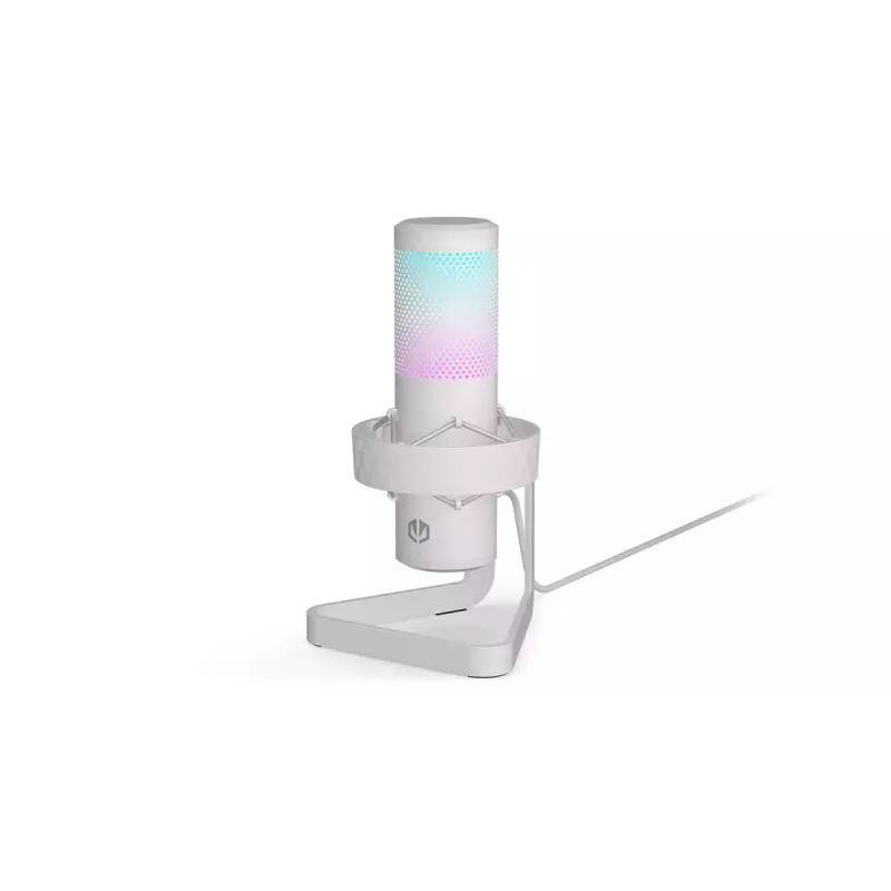 Mikrofon PC ENDORFY AXIS Streaming biały — USB, kardioidalny, 30–18 kHz, 192 kHz/24-bit, statyw biurkowy, wyciszanie, wyjście słuchawkowe