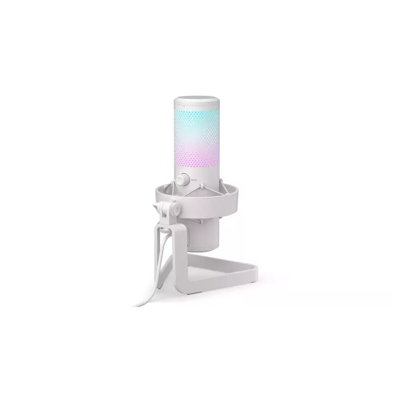 Mikrofon PC ENDORFY AXIS Streaming biały — USB, kardioidalny, 30–18 kHz, 192 kHz/24-bit, statyw biurkowy, wyciszanie, wyjście słuchawkowe