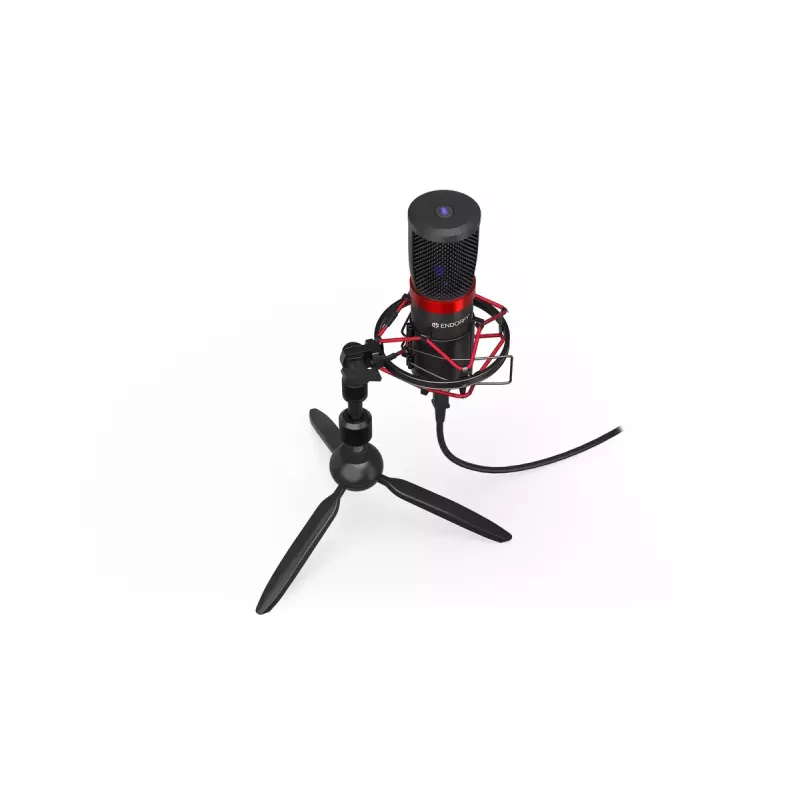 Mikrofon PC ENDORFY Solum Streaming T — przewodowy USB, 24-bit/48 kHz, 18–21000 Hz, mocowanie na stole, wyjście słuchawkowe, czarny