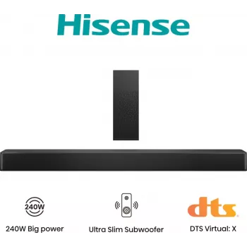 Soundbar Hisense HS2100, 2.1 kanałów, 240 W, DTS Virtual:X, Dolby Digital Plus